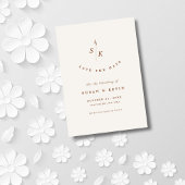 Eenvoudige Elegantie Blad Monogram Chique Cream Br Save The Date