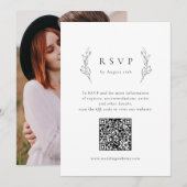 Eenvoudige elegantie botanisch groen QR code bruil Kaart (Voorkant / Achterkant)