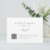 Eenvoudige elegantie botanisch groen QR code bruil RSVP Kaartje (Staand voorkant)
