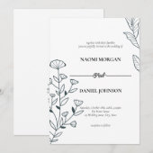 Eenvoudige elegantie botanisch monogram kaart (Voorkant / Achterkant)