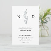 Eenvoudige elegantie botanisch monogram modern kaart (Staand voorkant)