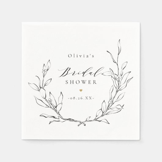 Eenvoudige elegantie botanisch vrijgezellenfeest servet (Voorkant)