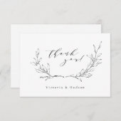 Eenvoudige elegantie botanische baardbruiloft bedankkaart (Voorkant / Achterkant)