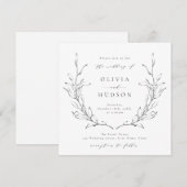Eenvoudige elegantie botanische baarse bruiloft kaart (Voorkant / Achterkant)