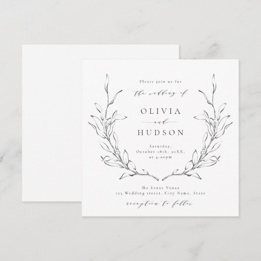 Eenvoudige elegantie botanische baarse bruiloft kaart (Voorkant / Achterkant)