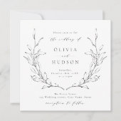 Eenvoudige elegantie botanische baarse bruiloft kaart (Voorkant)