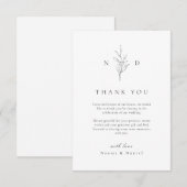 Eenvoudige elegantie botanische bladeren monogram bedankkaart (Voorkant / Achterkant)