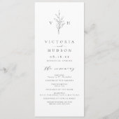 Eenvoudige elegantie botanische bladeren monogram  programmakaart (Voorkant)