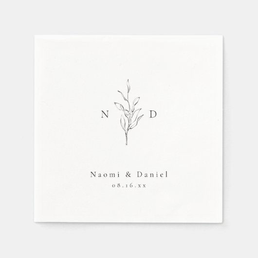 Eenvoudige elegantie botanische monogram rustige b servet (Voorkant)