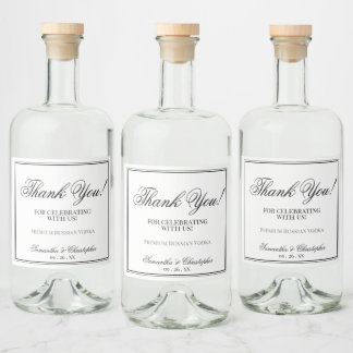 Eenvoudige Elegantie Bruiloft Dank u Zwart & Wit Likeurfles Etiket