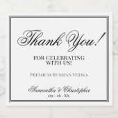 Eenvoudige Elegantie Bruiloft Dank u Zwart & Wit Likeurfles Etiket (Enkel label)
