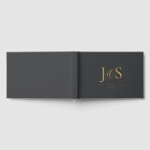 Eenvoudige Elegantie Bruiloft Initialen Charcoal I Gastenboek (Volledig)