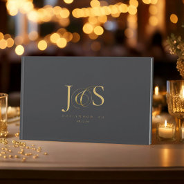 Eenvoudige Elegantie Bruiloft Initialen Charcoal I Gastenboek