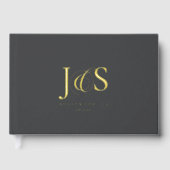 Eenvoudige Elegantie Bruiloft Initialen Gouden Fol Gastenboek (Voorkant)