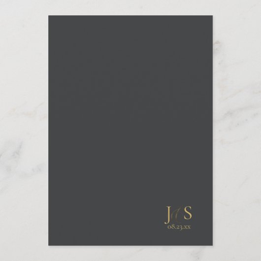 Eenvoudige Elegantie Bruiloft Menu Charcoal ID1022 (Achterkant)