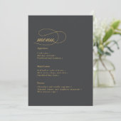 Eenvoudige Elegantie Bruiloft Menu Charcoal ID1022 (Staand voorkant)