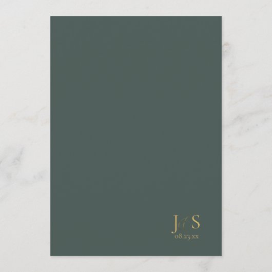 Eenvoudige Elegantie Bruiloft Menu Groene ID1022 (Achterkant)