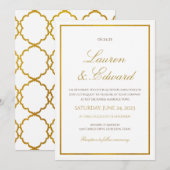 Eenvoudige Elegantie bruiloft uitnodiging - Faux g (Voorkant / Achterkant)