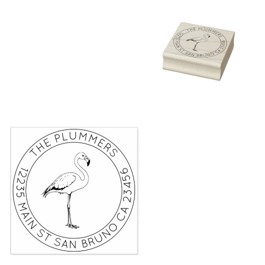 Eenvoudige elegantie - Flamingo Family Retouradres Rubberstempel (Gestempeld)