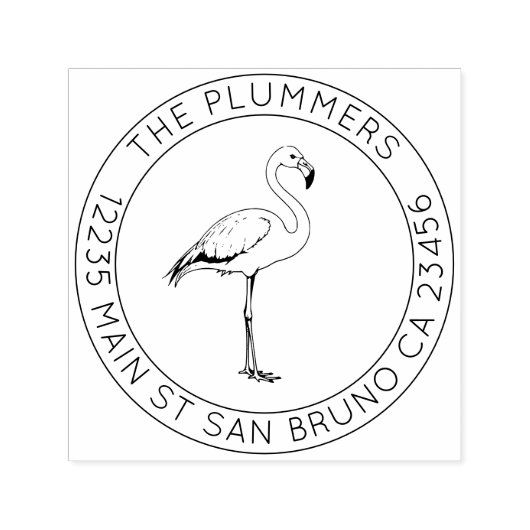 Eenvoudige elegantie - Flamingo Family Retouradres Zelfinktende Stempel (Design)