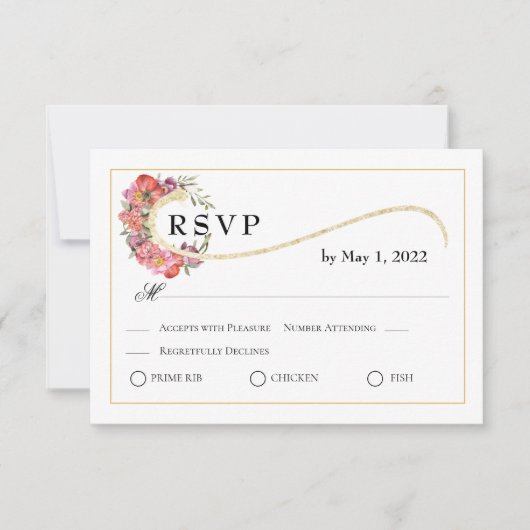 Eenvoudige elegantie, Floral RSVP Kaartje (Voorkant)