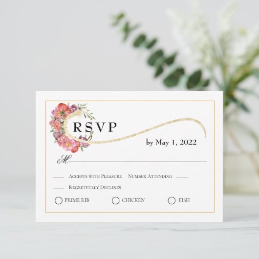 Eenvoudige elegantie, Floral RSVP Kaartje (Staand voorkant)