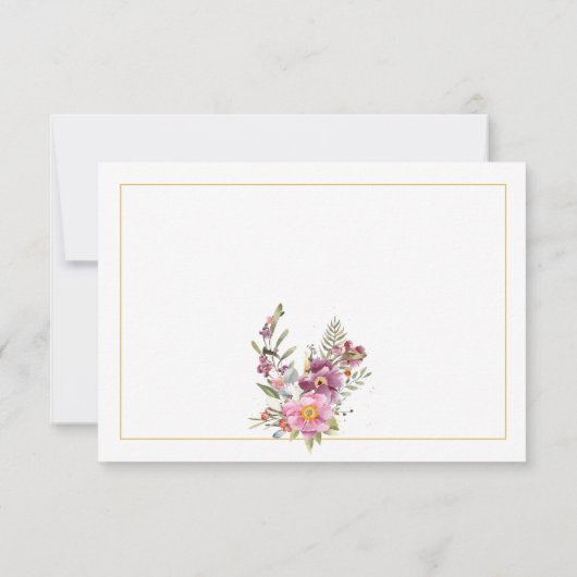Eenvoudige elegantie, Floral RSVP Kaartje (Achterkant)