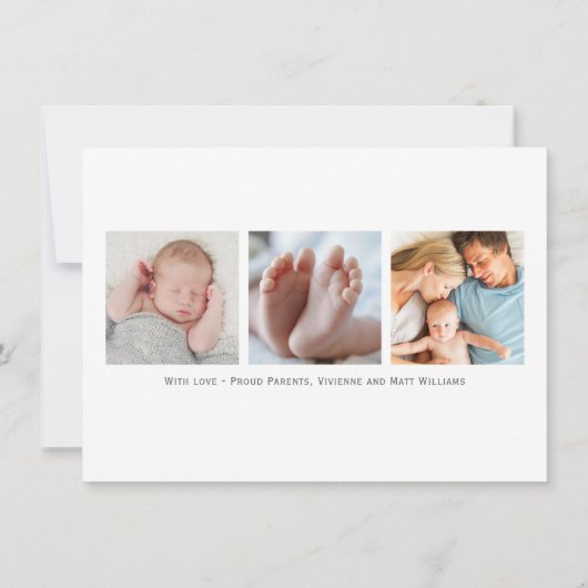 Eenvoudige Elegantie foto overlay baby jongen gebo Aankondiging (Achterkant)