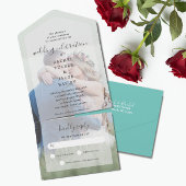 Eenvoudige Elegantie Full-Photo Lichte Blauwgroen  All In One Uitnodiging