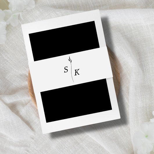 Eenvoudige Elegantie Gepersonaliseerd blad Monogra Uitnodigingen Wikkel