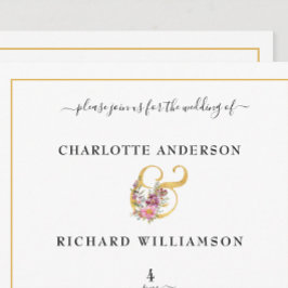 Eenvoudige elegantie, Gold Ampersand met bloemen Kaart