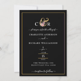 Eenvoudige elegantie, Gold Ampersand op zwart Kaart
