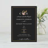 Eenvoudige elegantie, Gold Ampersand op zwart Kaart (Staand voorkant)