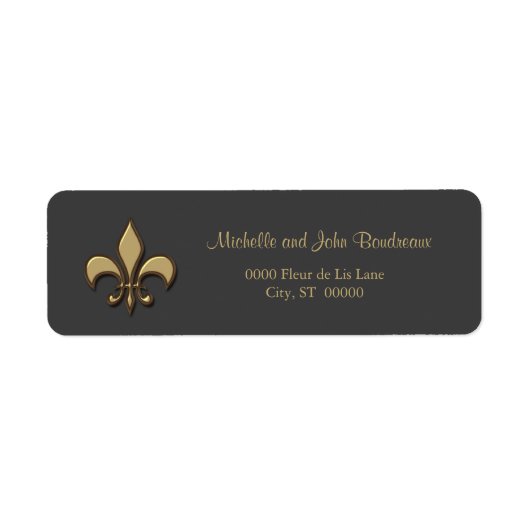 Eenvoudige Elegantie Gold Fleur de Lis Etiket (Voorkant)
