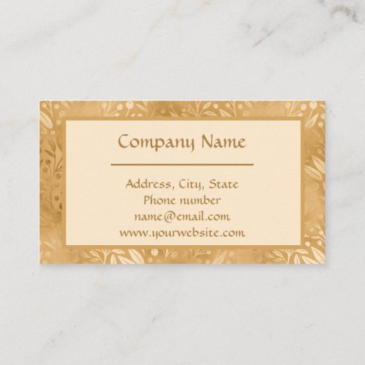 Eenvoudige elegantie Gold Foliage, stijlvolle luxe Visitekaartje (Achterkant)