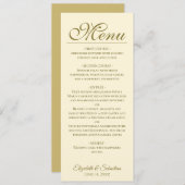 Eenvoudige Elegantie Goud & Ivoor Cream Bruiloft Menu (Voorkant / Achterkant)