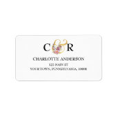 Eenvoudige elegantie, goudkleur met roze Florals Etiket (Voorkant)