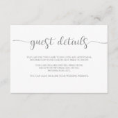 Eenvoudige elegantie | Grijs en wit Gastgegevens Informatiekaartje (Voorkant)