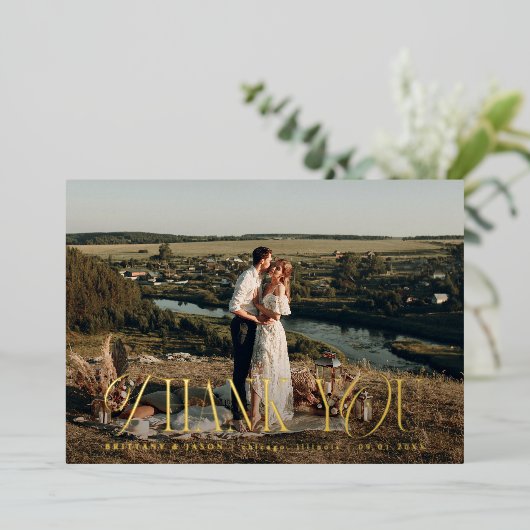 Eenvoudige Elegantie Horizontale Bruiloft Kaart (Staand Voorkant)