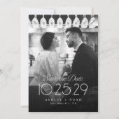 Eenvoudige Elegantie Klasse Script Foto Bruiloft Save The Date (Voorkant)