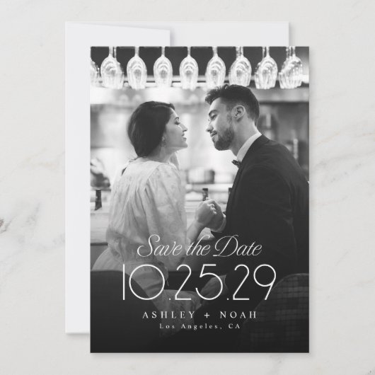 Eenvoudige Elegantie Klasse Script Foto Bruiloft  Save The Date (Voorkant)