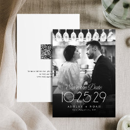 Eenvoudige Elegantie Klasse Script Foto Bruiloft  Save The Date