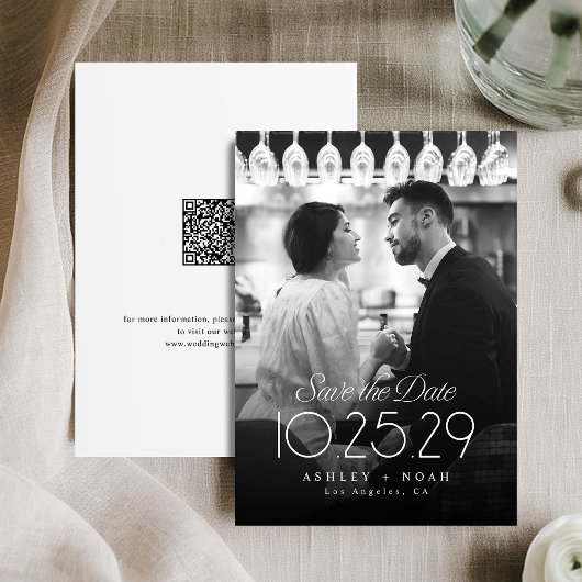 Eenvoudige Elegantie Klasse Script Foto Bruiloft Save The Date