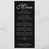 Eenvoudige Elegantie Klassieke Zwarte Bruiloft Menu (Voorkant)
