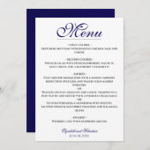Eenvoudige Elegantie Marine Blauw & Wit Trouwmenu Menu (Voorkant / Achterkant)