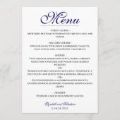 Eenvoudige Elegantie Marine Blauw & Wit Trouwmenu Menu (Voorkant)