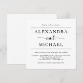 Eenvoudige elegantie | Minimale zwart-wit bruiloft Kaart (Voorkant / Achterkant)