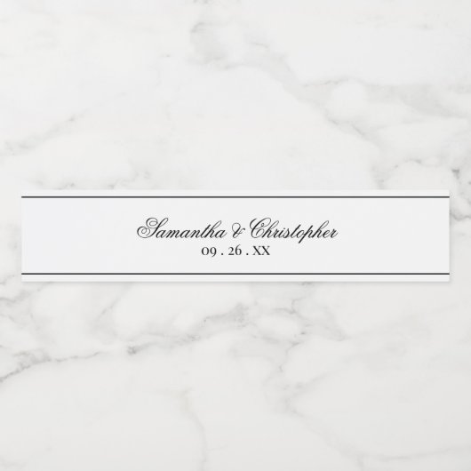 Eenvoudige Elegantie Minimalistische Bruiloft Zwar Waterfles Etiket (Enkel label)