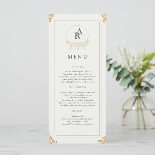 Eenvoudige elegantie Modern bruiloft menu (Staand voorkant)