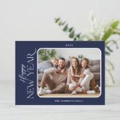 Eenvoudige elegantie Nieuwjaar foto Feestdagenkaart (Staand voorkant)